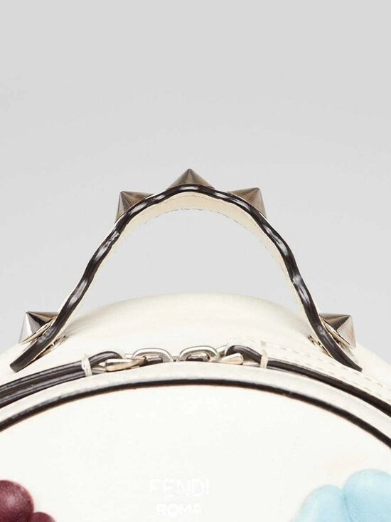Fendi White Multicolor Leather Flowerland Backpack Bag 8BZ038 main image 6